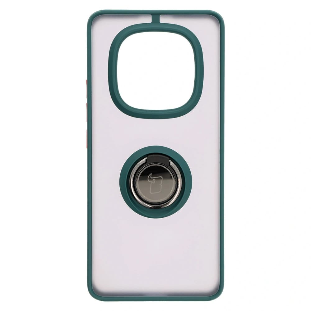 Etui s držákem na prst Bizon Case Hybrid Ring do Xiaomi Redmi Note 14 Pro 5G / Poco X7 kouřové s tmavozeleným rámečkem - 2
