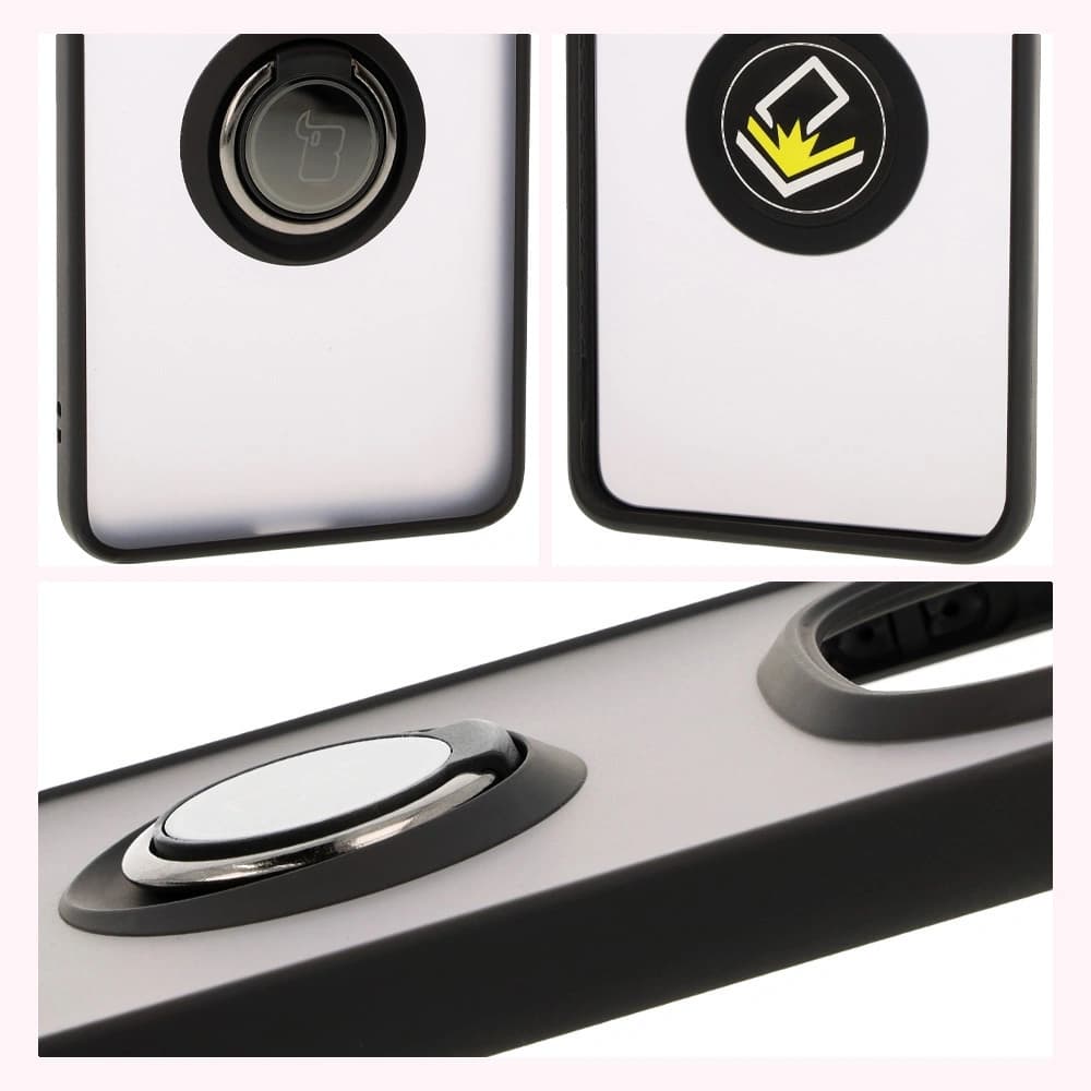 Bizon Case Hybrid Ring Xiaomi Redmi Note 14 Pro 5G / Poco X7 rauchig mit einem schwarzen Rahmen - 4