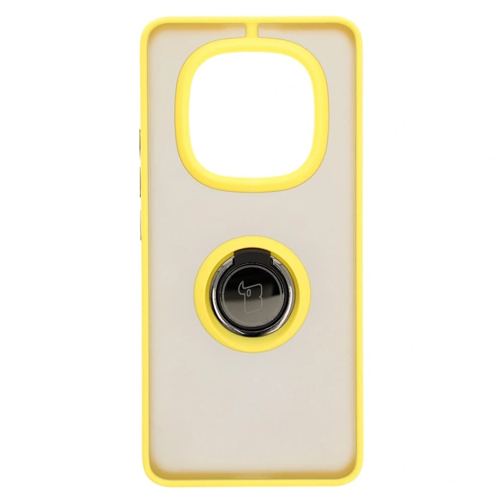 Bizon Case Hybrid Ring Xiaomi Redmi Note 14 Pro 5G / Poco X7 rauchig mit einem gelben Rahmen - 2