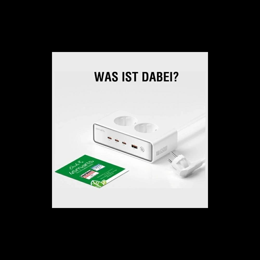 4smarts 6in1 hosszabbító kábel 2xAC, USB-A, 3xUSB-C 65W GaN fehér - 3