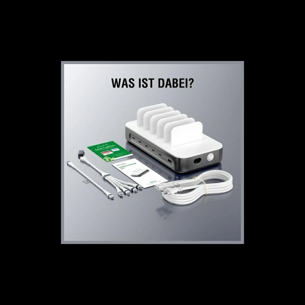 4smarts Csapat 100W USB-A, 5xUSB-C töltőállomás kábel szettel, űrszürke színben - 7