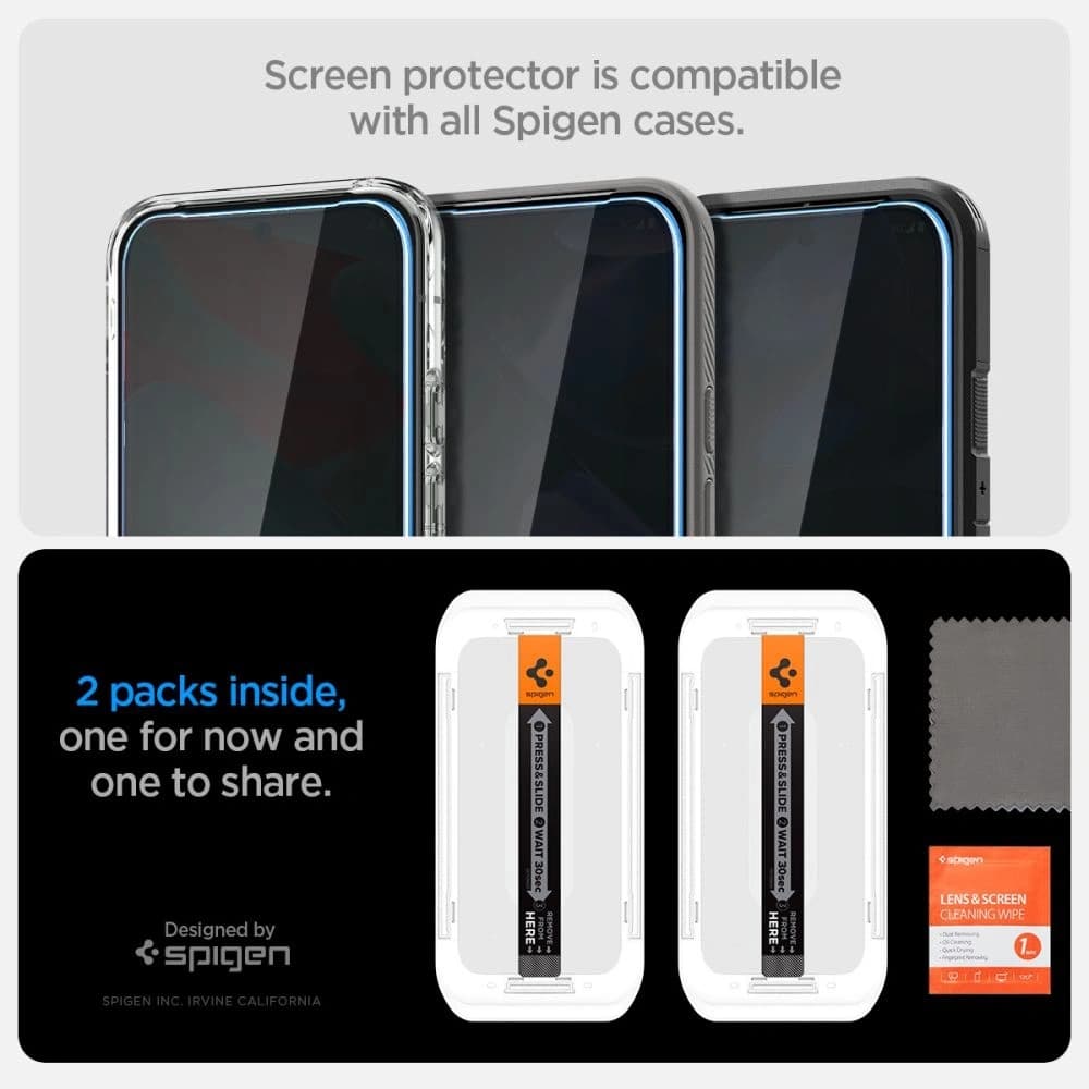Spigen GLAS.tR ez Fit Google Pixel 9 / 9 Pro / 10 / 10 Pro Privacy [2 PACK] - 11