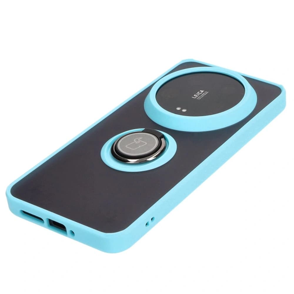 [OUTLET] Case with finger holder Bizon Case Hybrid Ring for Xiaomi 14 Ultra smoked with a light blue frame - 3