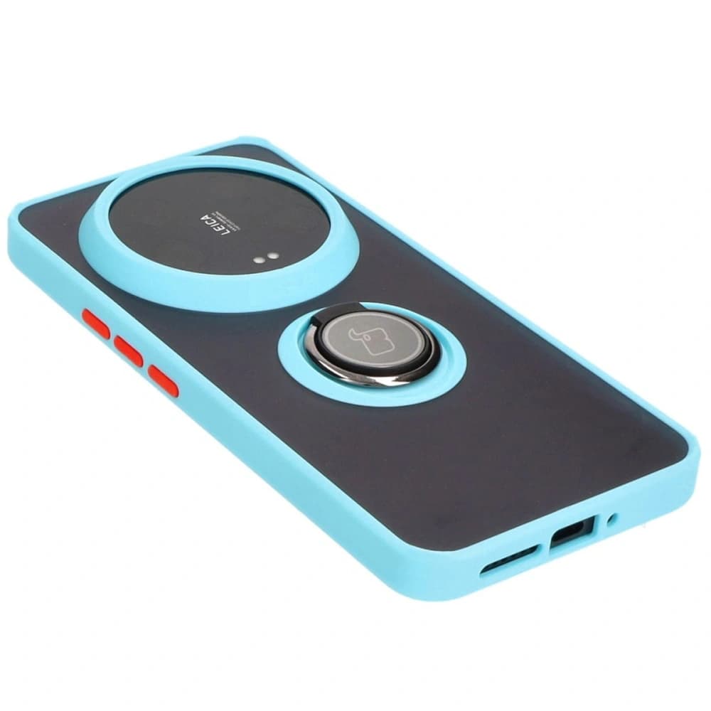 [OUTLET] Case with finger holder Bizon Case Hybrid Ring for Xiaomi 14 Ultra smoked with a light blue frame - 4