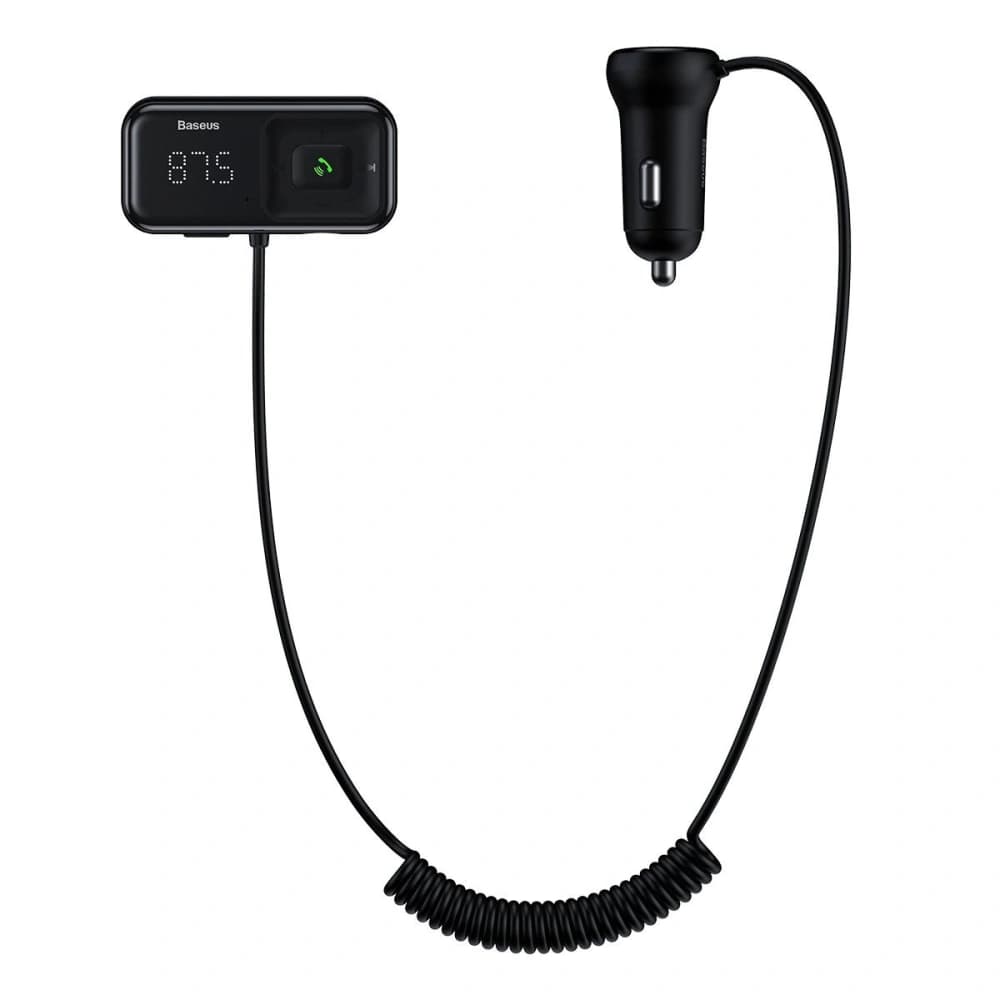Transmițător FM Baseus T tip S-16, AUX, Bluetooth 5.0, 2x USB, microSD, 3A (negru) - 1