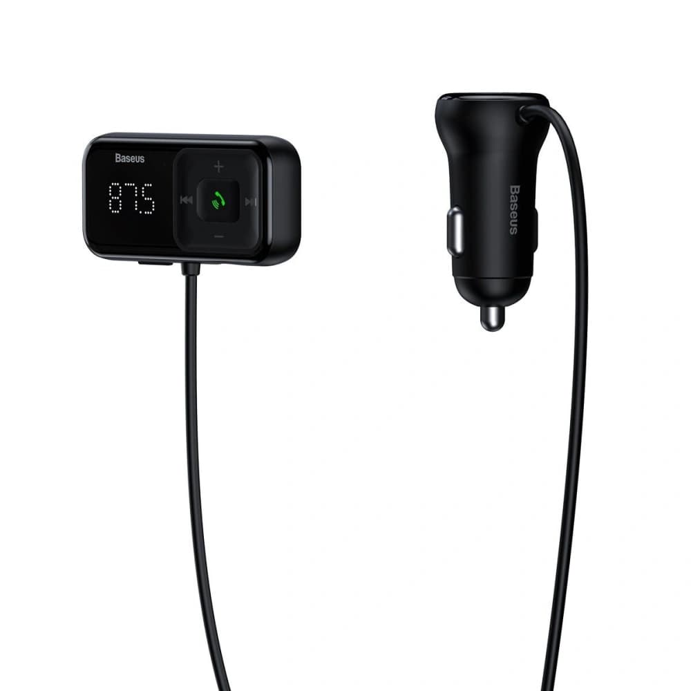 Transmițător FM Baseus T tip S-16, AUX, Bluetooth 5.0, 2x USB, microSD, 3A (negru) - 2