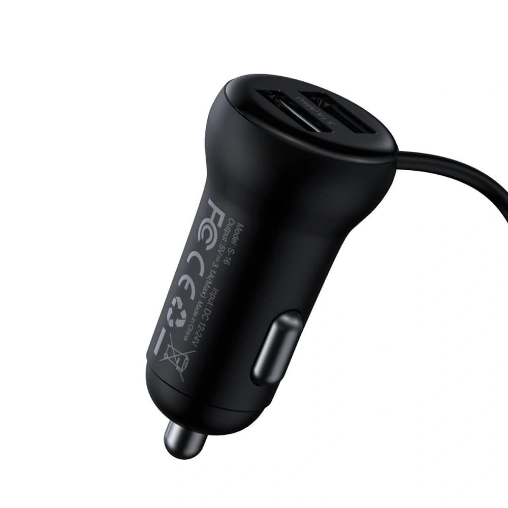 Transmițător FM Baseus T tip S-16, AUX, Bluetooth 5.0, 2x USB, microSD, 3A (negru) - 4