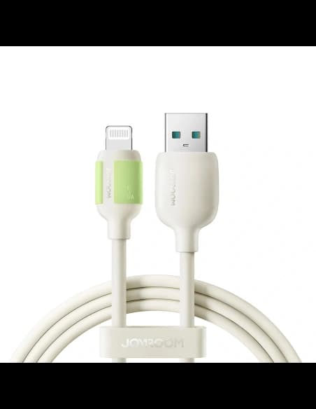 Joyroom S-A53 cablu USB-A / Lightning 3A cu vârf fluorescent 1.2 m bej