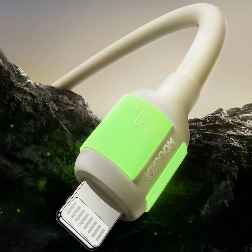 Joyroom S-A53 3A USB-A / Lightning-Kabel mit fluoreszierender Spitze 2m beige - 3