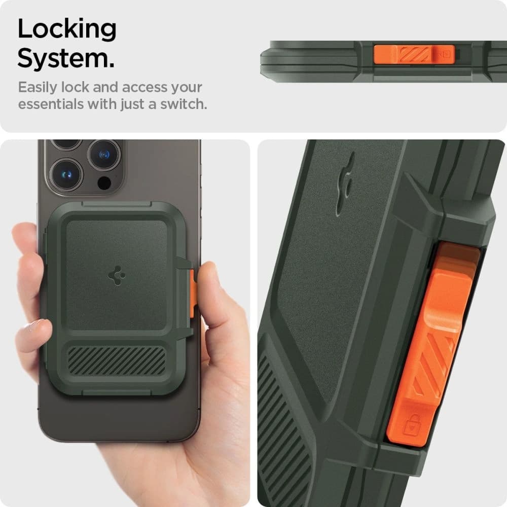 Spigen Lock Fit MagSafe Universal Magnetic Suport pentru Carduri Verde Militar - 17