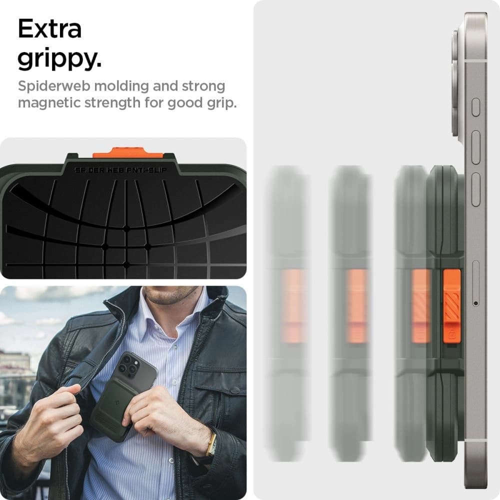 Spigen Lock Fit MagSafe Universal Magnetic Suport pentru Carduri Verde Militar - 19