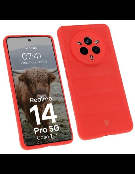 Páncélozott tok Bizon Case Tur a Realme 14 Pro 5G-hez piros színben