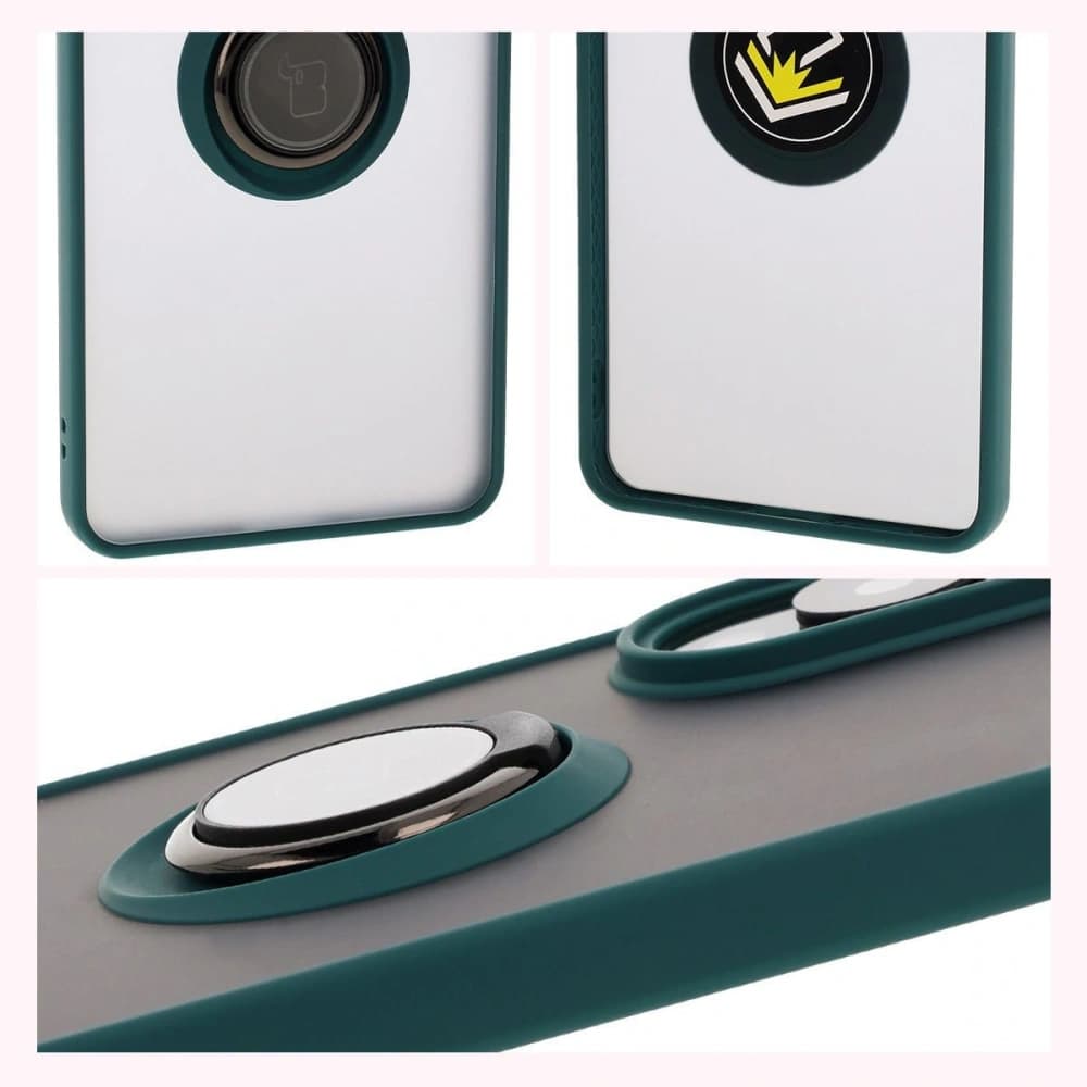 Bizon Case Hybrid Ring Samsung Galaxy S25 Edge smoky with a dark green frame - 4