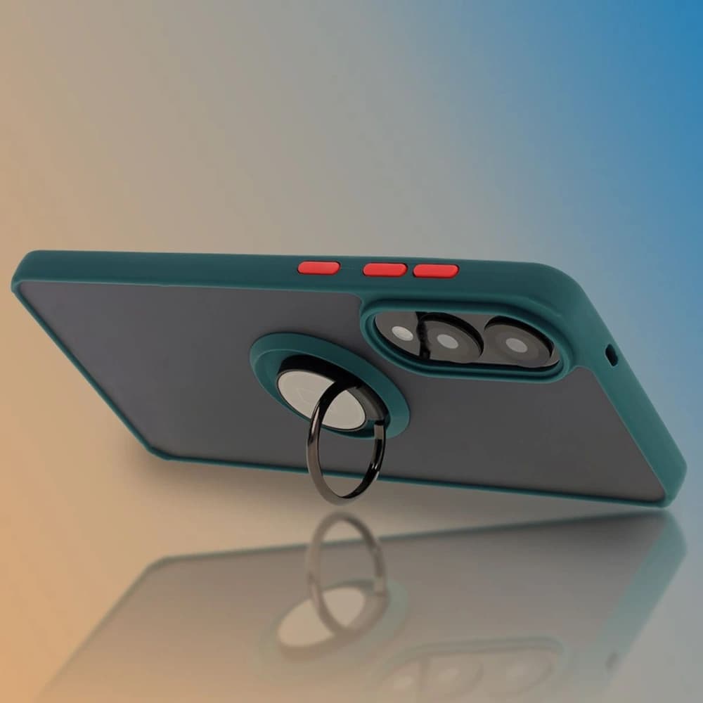 Bizon Case Hybrid Ring Samsung Galaxy S25 Edge smoky with a dark green frame - 6
