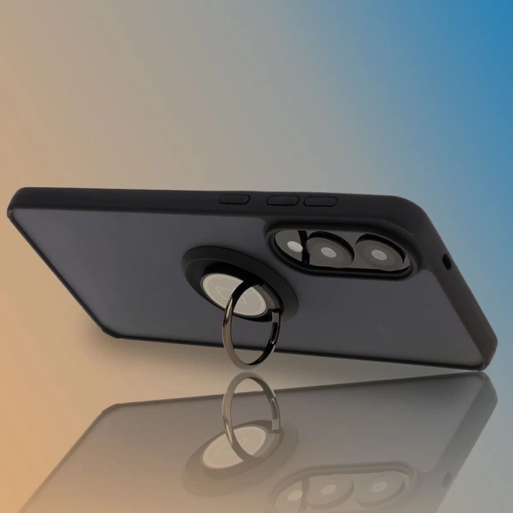 Bizon Case Hybrid Ring Samsung Galaxy S25 Edge fumuriu cu un cadru negru - 6