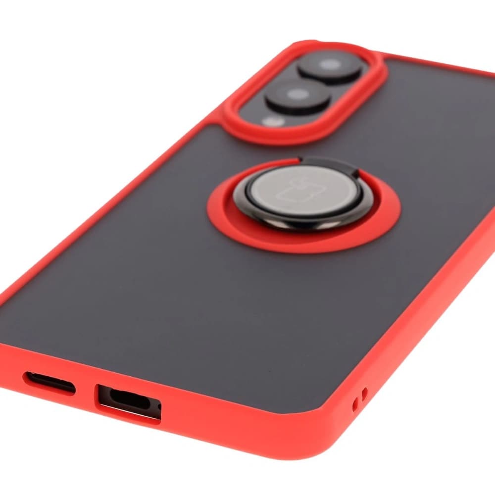 Bizon Case Hybrid Ring Samsung Galaxy S25 Edge smoky with a red frame - 5