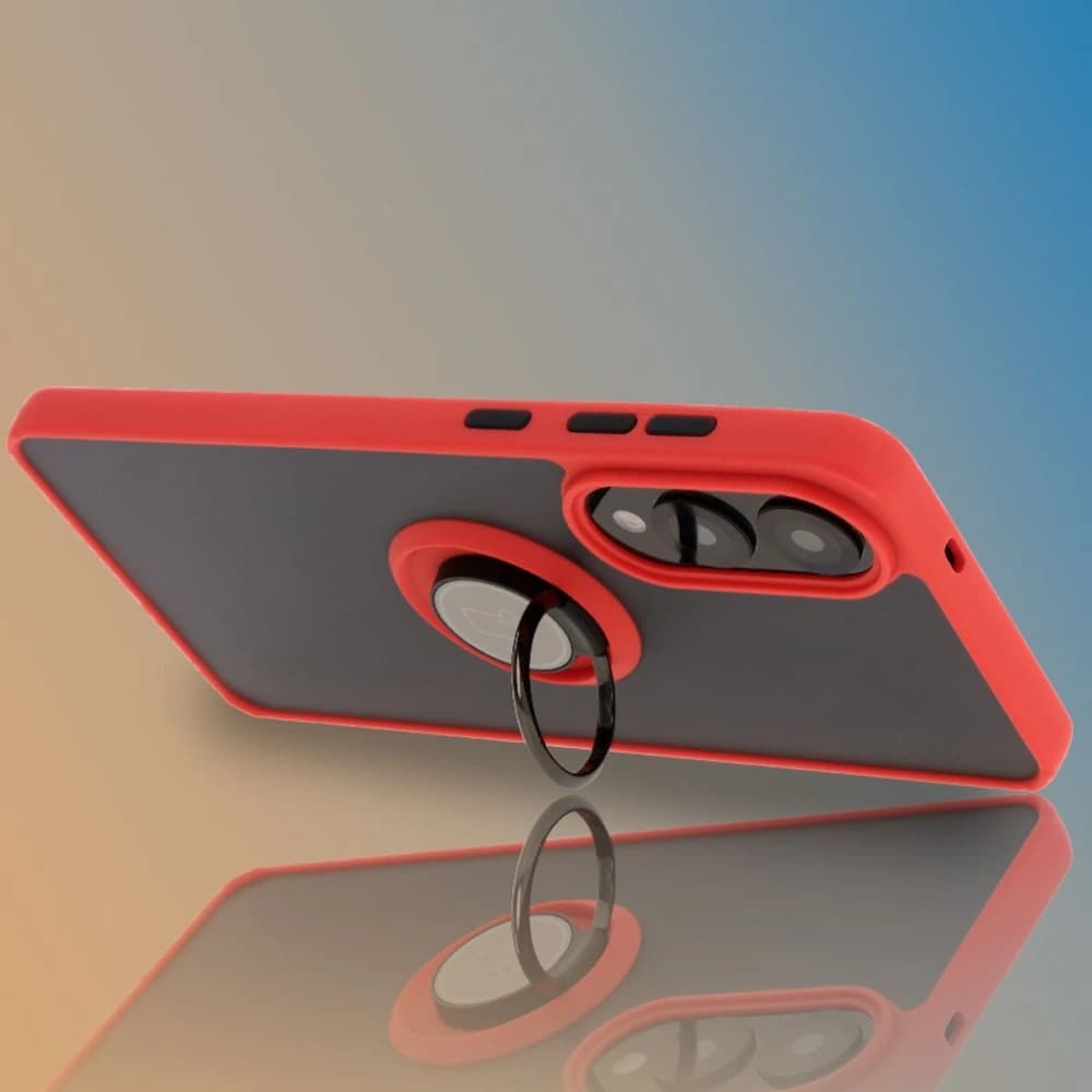 Bizon Case Hybrid Ring Samsung Galaxy S25 Edge smoky with a red frame - 6