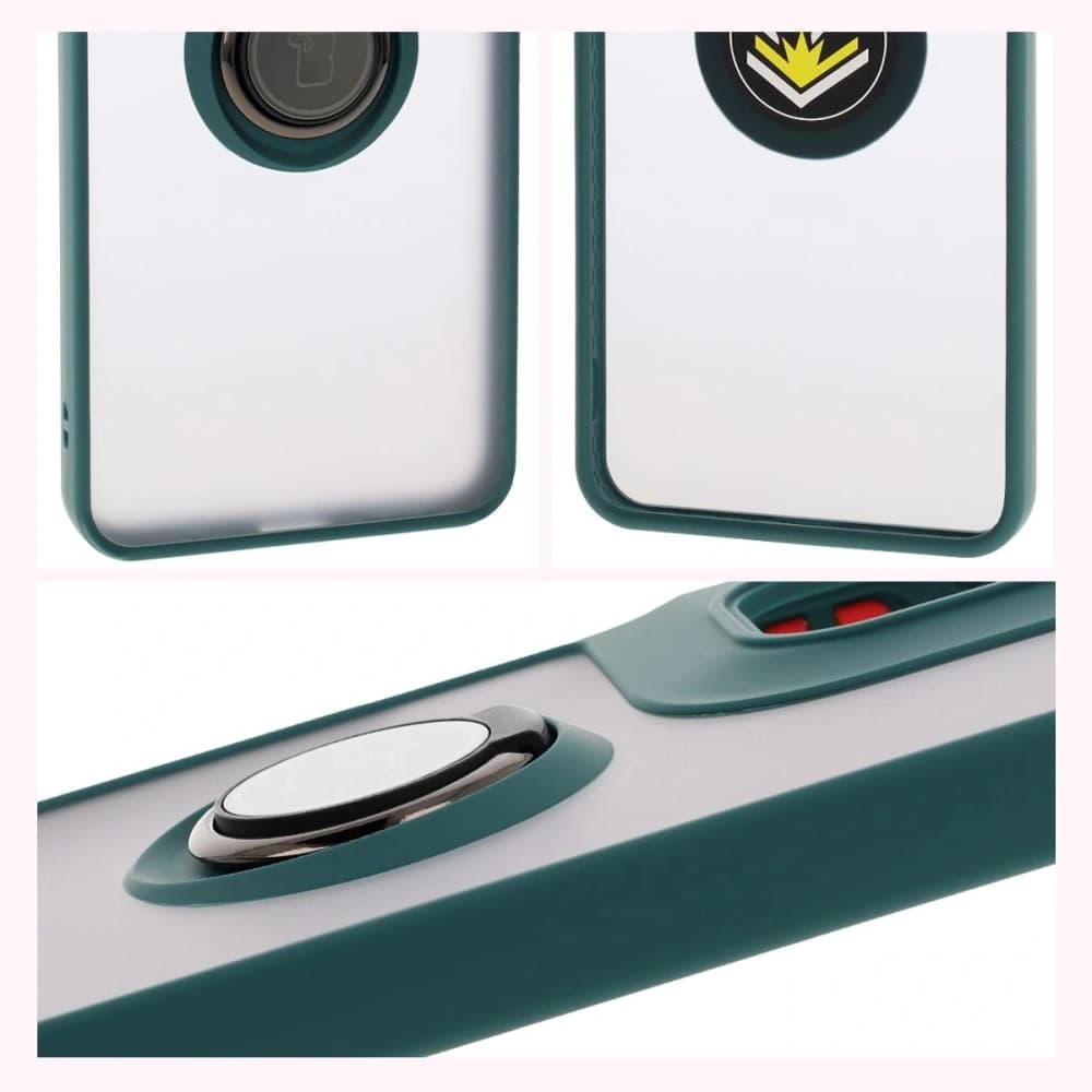 Bizon Case Hybrid Ring Motorola Moto G05 / E15 fumuriu cu un cadru verde închis - 4