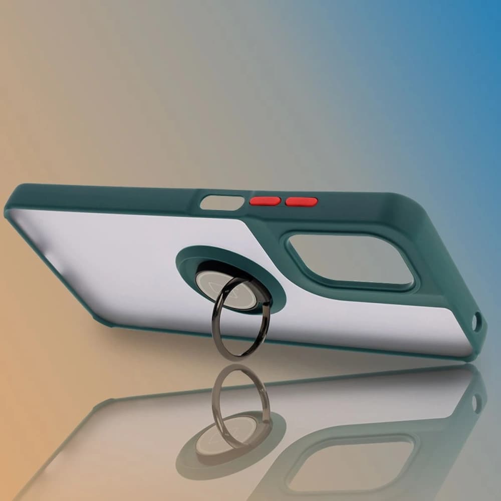 Bizon Case Hybrid Ring Motorola Moto G05 / E15 fumuriu cu un cadru verde închis - 6