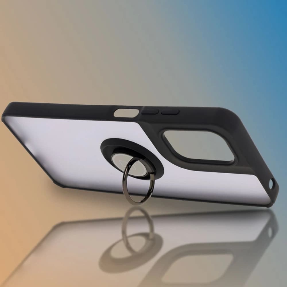 Bizon Case Hybrid Ring Motorola Moto G05 / E15 fumuriu cu un cadru negru - 6