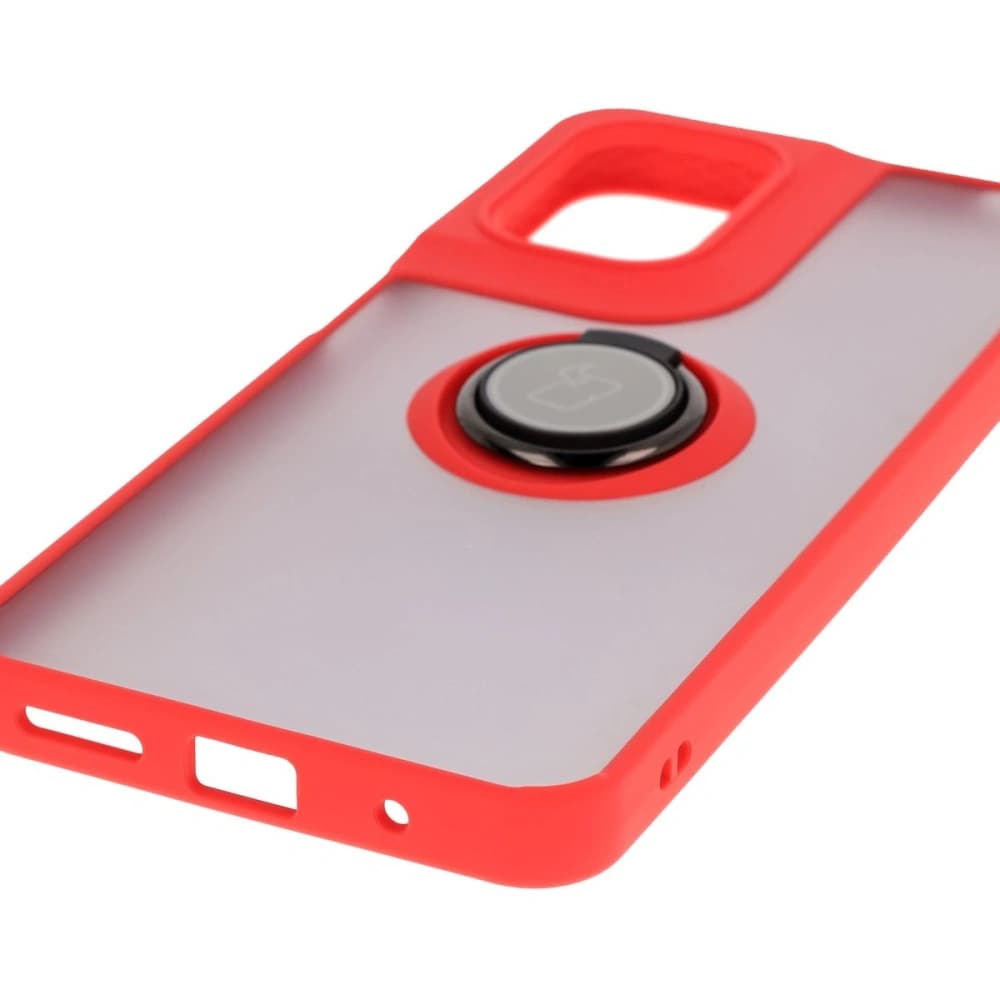 Bizon Case Hybrid Ring Motorola Moto G05 / E15 fumuriu cu un cadru roșu - 5