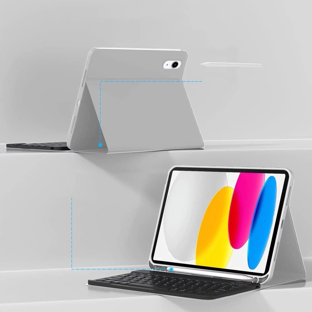 Etui cu tastatură Tech-Protect SmartCase Pen + Keyboard Apple iPad Air 10.9 2022 (5. generație) / iPad Air 11 2025 (7. generație) Gri - 4