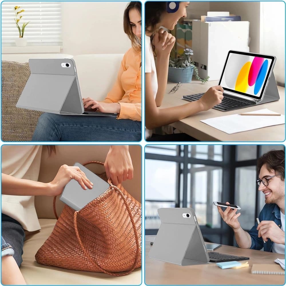 Etui cu tastatură Tech-Protect SmartCase Pen + Keyboard Apple iPad Air 10.9 2022 (5. generație) / iPad Air 11 2025 (7. generație) Gri - 9