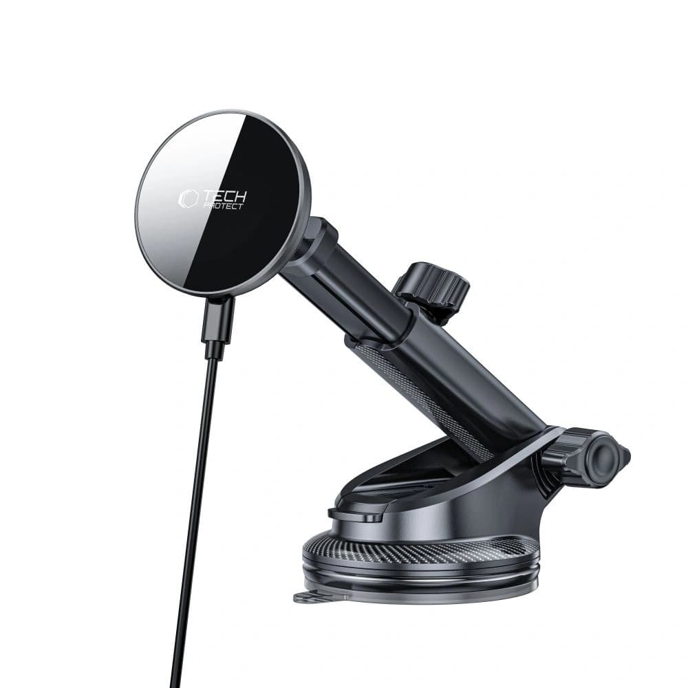 Car mount for dashboard / vent with wireless charger Tech-Protect MM15W-V10 Magnetic MagSafe Dashboard & Vent Car Mount Wireless Charger 15W Black - 3