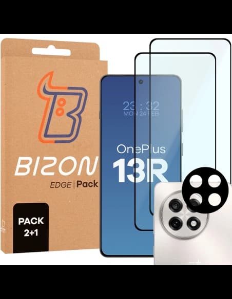 Bizon Edge 2 Pack 2x tempered glass + 1x lens protection OnePlus 13R