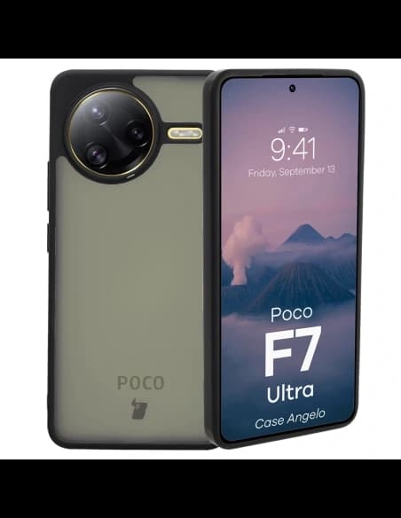 Bizon Case Angelo Xiaomi Poco F7 Ultra rauchig mit einem schwarzen Rahmen