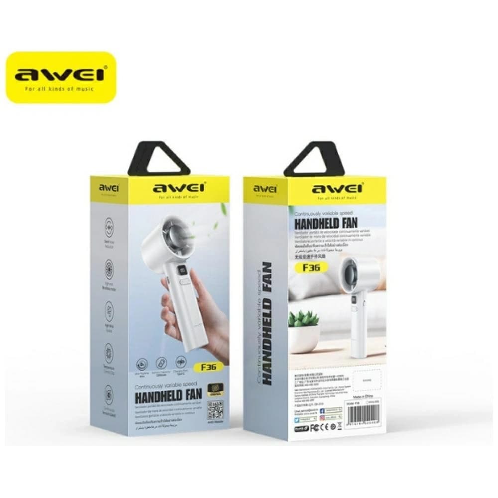 AWEI F36 Vezeték nélküli Mini Ventilátor 2200mAh Fehér - 2