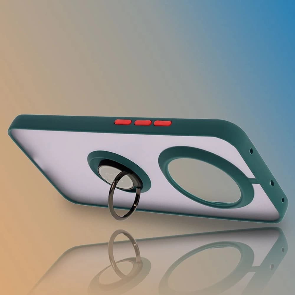 Bizon Case Hybrid Ring Realme 14 Pro Plus 5G füstös sötétzöld kerettel - 6