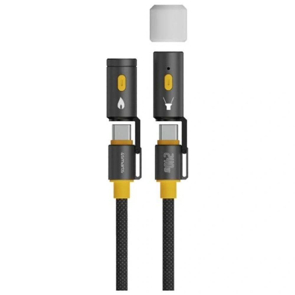 4smarts Explorer 3in1 USB-C / USB-C öngyújtó, zseblámpa 240W 1.5m fekete - 1