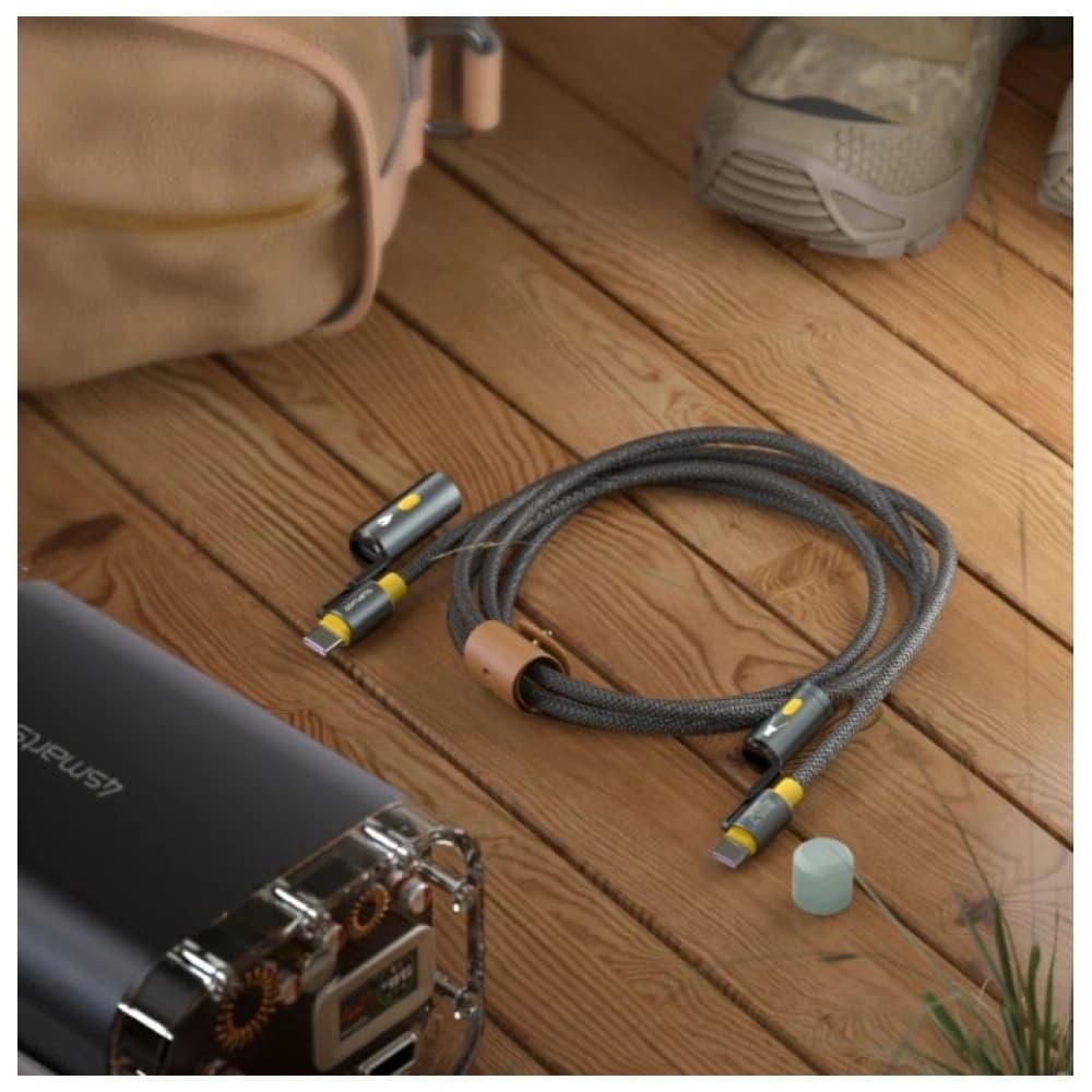 4smarts Explorer 3in1 USB-C / USB-C öngyújtó, zseblámpa 240W 1.5m fekete - 4