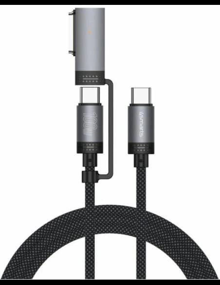 4smarts Explorer ComboCord USB-C / USB-C, MagSafe 100W 2m negru