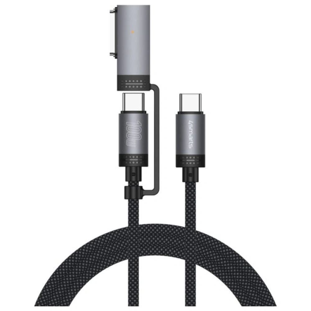 4smarts Explorer ComboCord USB-C / USB-C, MagSafe 100W 2m negru - 4