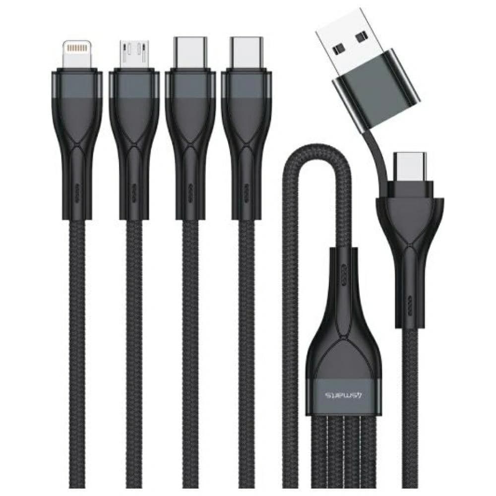 4smarts 4in1 USB-C, USB-A / 2xUSB-C, Micro-USB, Lightning 1,2m schwarz - 1