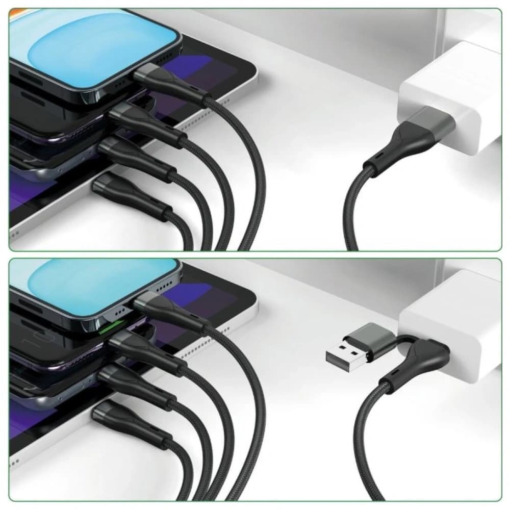 4smarts 4in1 USB-C, USB-A / 2xUSB-C, Micro-USB, Lightning 1,2m schwarz - 3