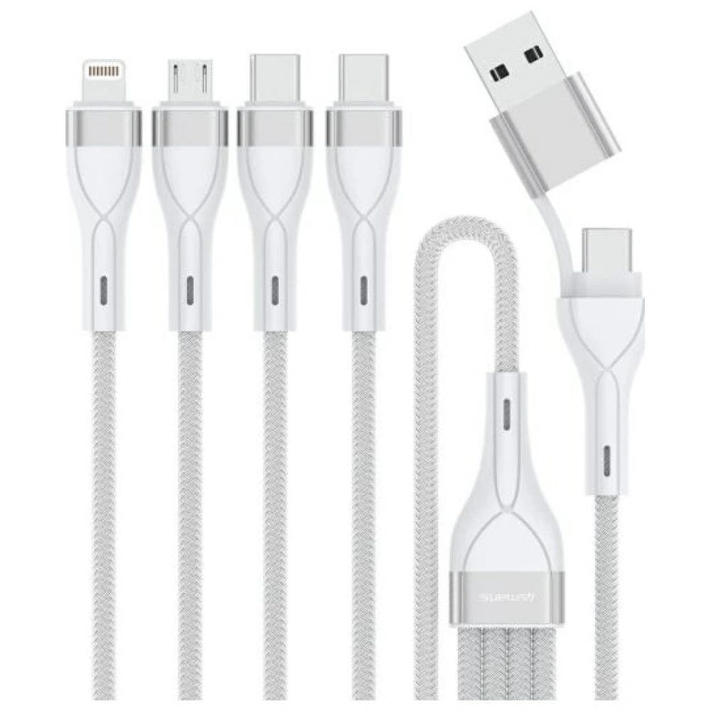 4smarts 4v1 USB-C, USB-A / 2xUSB-C, Micro-USB, Lightning 1,2m bílá - 1
