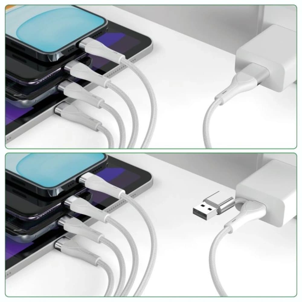 4smarts 4v1 USB-C, USB-A / 2xUSB-C, Micro-USB, Lightning 1,2m bílá - 3