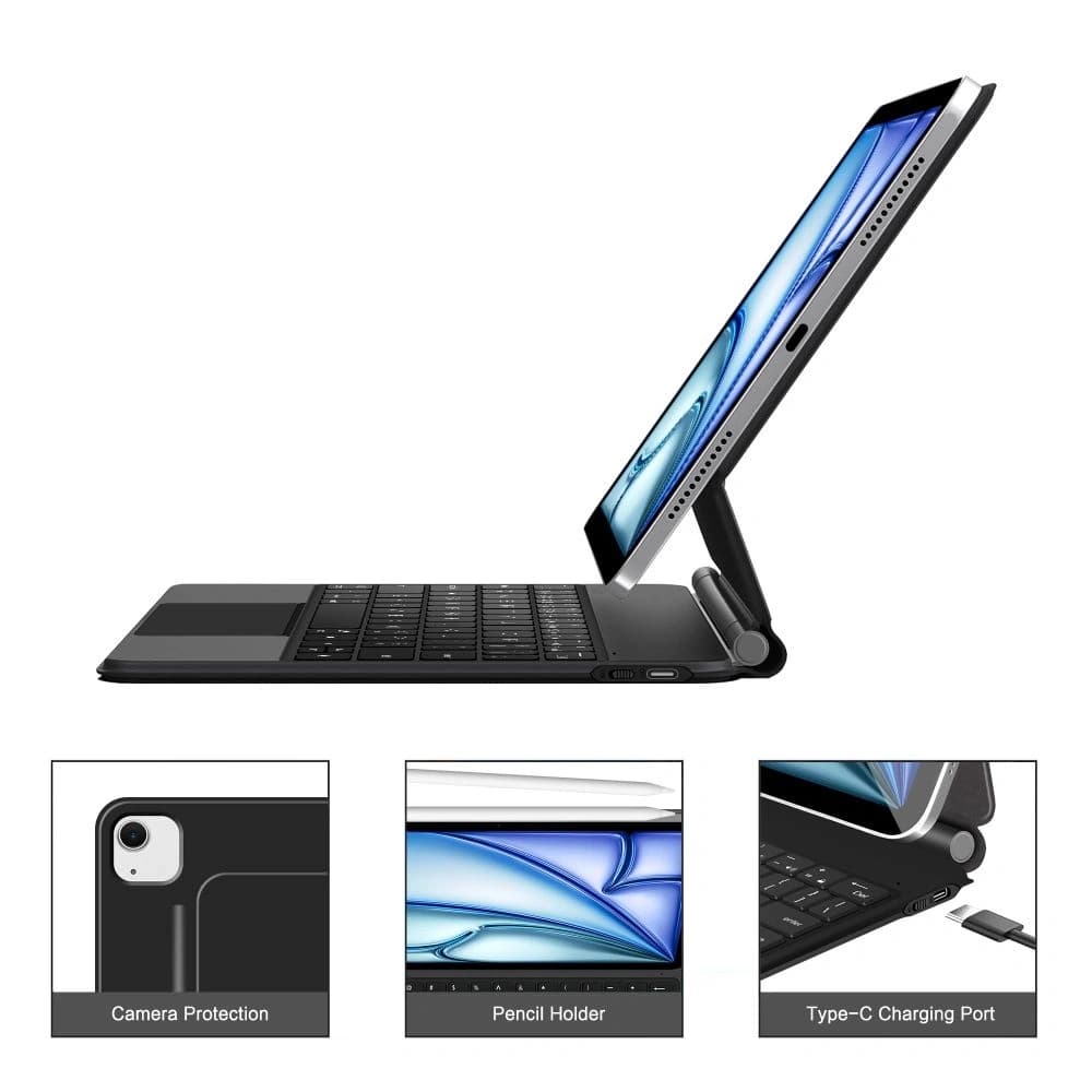 Tech-Protect SmartCase Magnetic + Tastatură Apple iPad Air 10.9" 2020/2022 / iPad Air 11" 2024/2025 Negru - 8