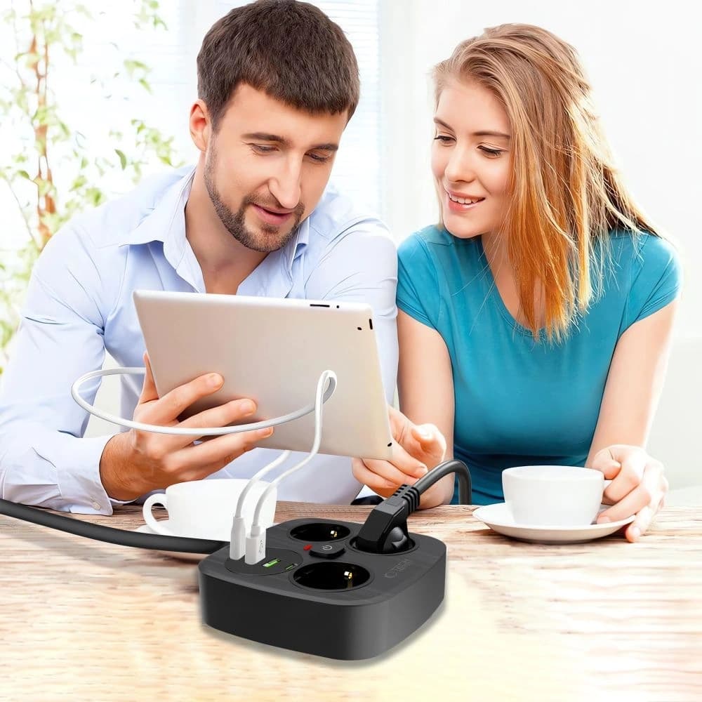 Tech-Protect PCS3X4 Power Strip 2xUSB-A, 2xUSB-C, 3xSocket AC 200cm Black - 6