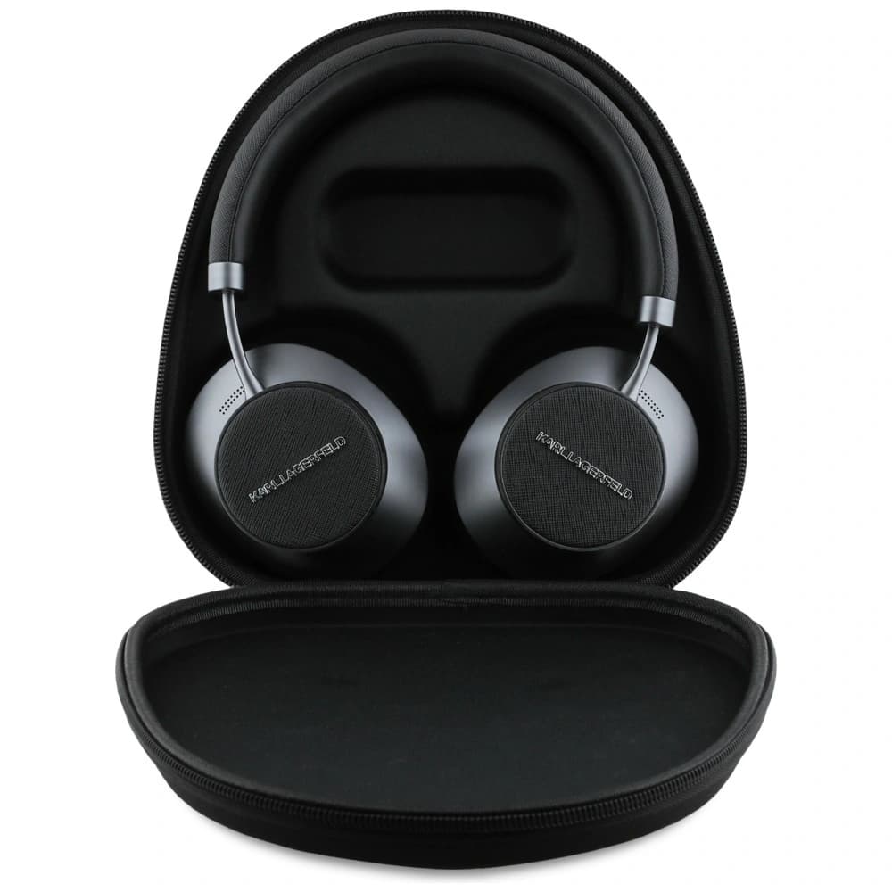 Căști wireless peste urechi Karl Lagerfeld Saffiano, elongate, Bluetooth 5.4, ANC, negre - 4