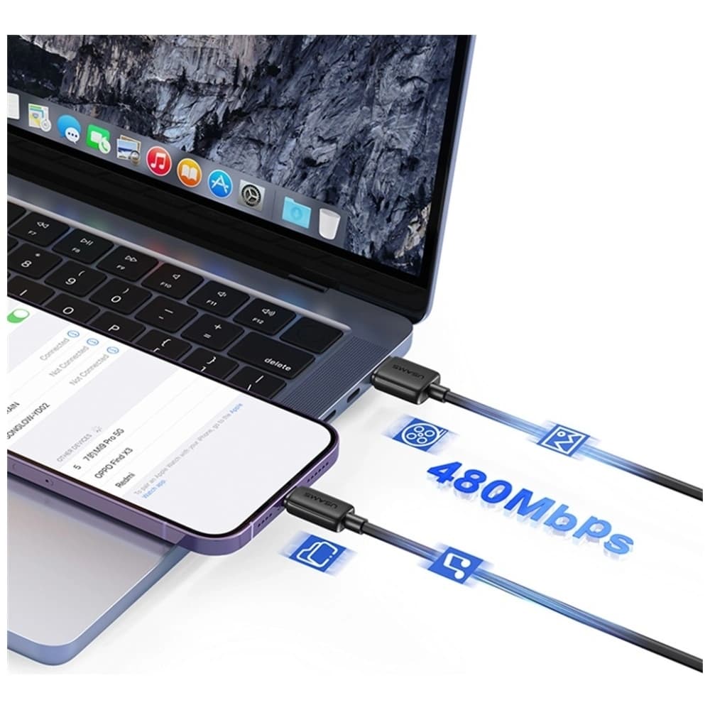 USAMS KY Series US-SJ689 cablu USB-A / Lightning 2.4A 1m alb - 6