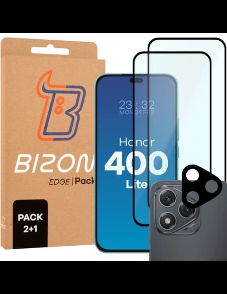 Bizon Edge 2 Pack 2x tempered glass + 1x lens protection Honor 400 Lite 5G