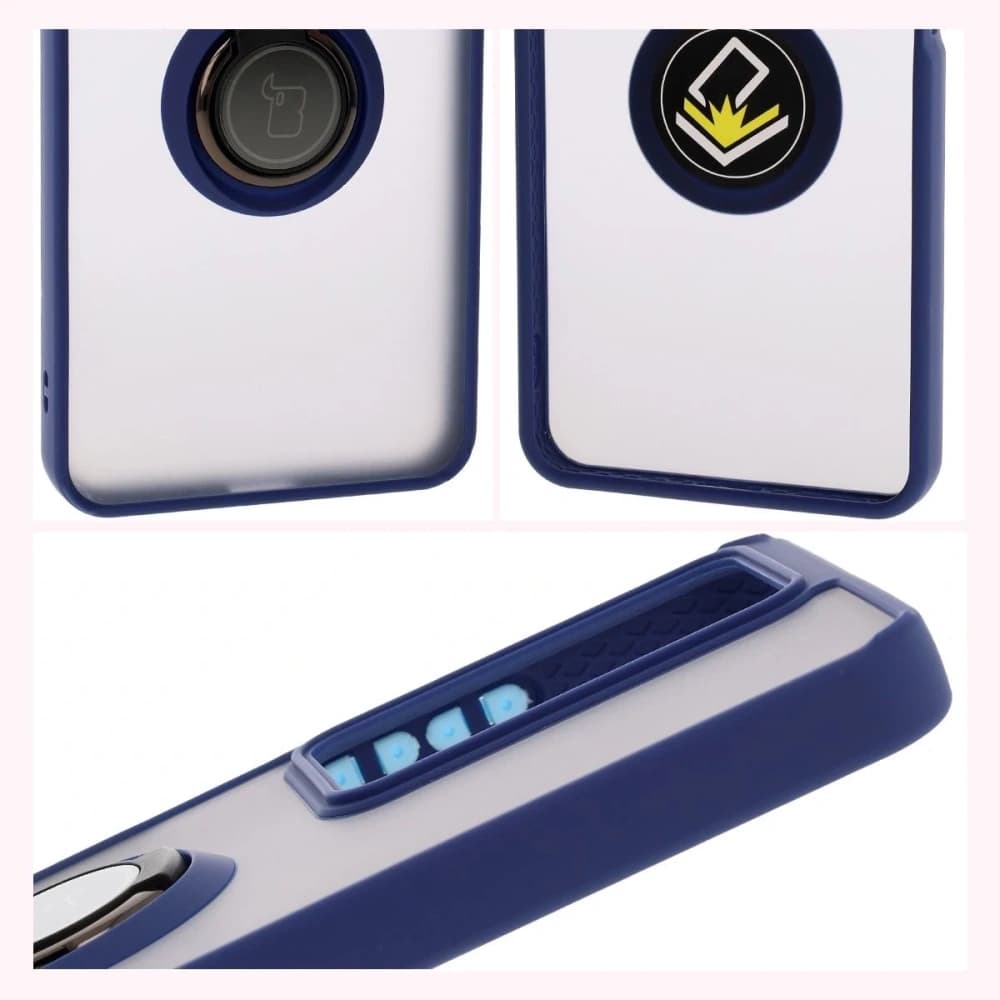 Bizon Case Hybrid Ring Realme C75 4G / 14x 5G rauchig mit einem marineblauen Rahmen - 4