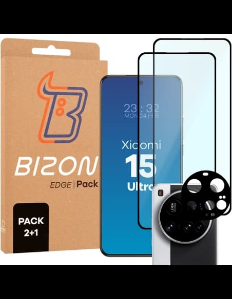 Bizon Edge 2 Pack 2x tvrzené sklo + 1x ochrana objektivu Xiaomi 15 Ultra