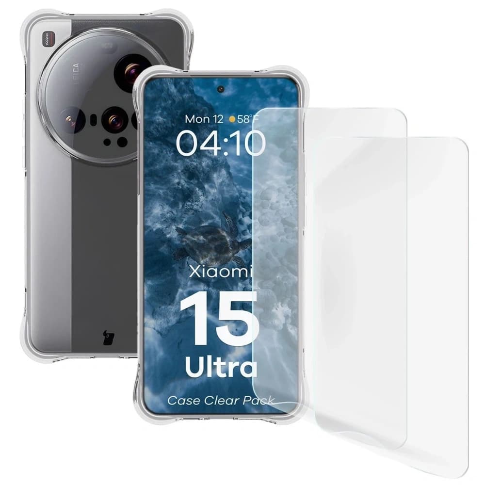 Husa flexibilă Bizon Case Clear Pack + 2x folie de protecție pentru ecran Xiaomi 15 Ultra - 1