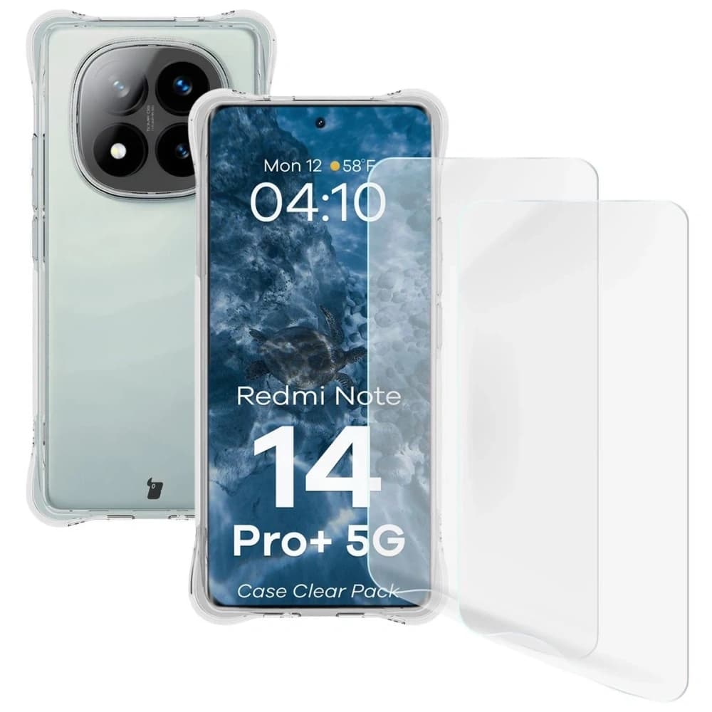 Bizon Case Clear Pack flexibilní pouzdro + 2x ochranná fólie na displej Xiaomi Redmi Note 14 Pro+ Plus 5G - 1