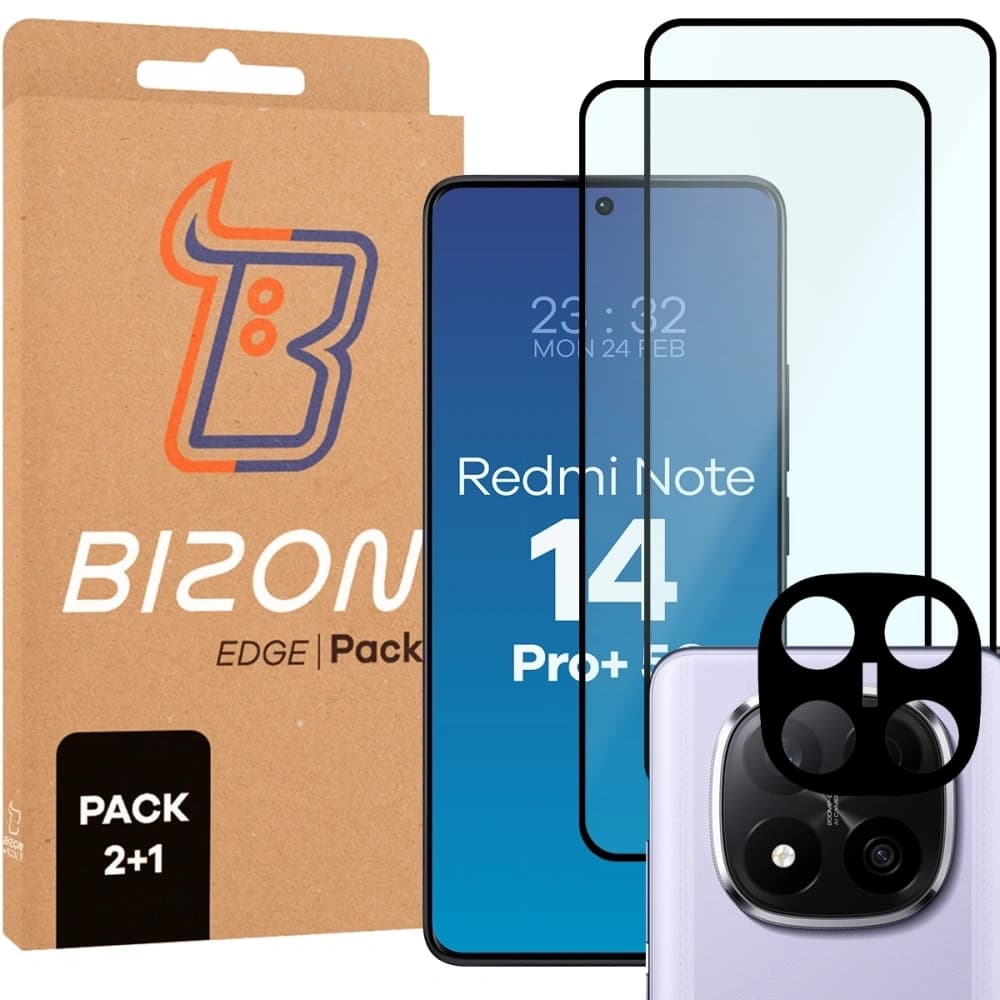Bizon Edge 2 3D Pack 2x tvrzené sklo + 1x ochrana objektivu Xiaomi Redmi Note 14 Pro Plus 5G - 1